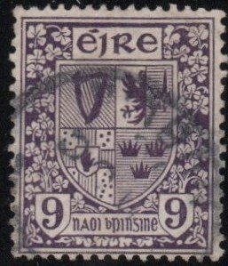 Ireland 74 - Used - 9p Coat of Arms (Wmk: 44) (1922) (cv $25.00)