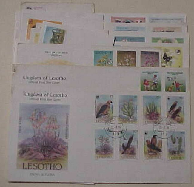 LESOTHO FDC 15 DIFF. CACHET MOSTLY UNADDRESSED