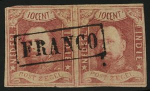 Netherlands Colonies, Netherlands Indies #1 Cat$200+ (for singles), 1864 10c ...