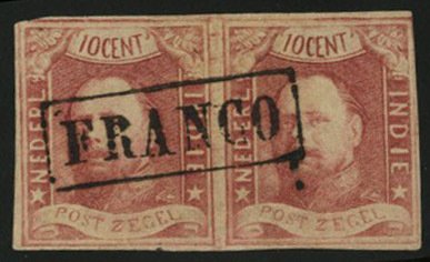 Netherlands Colonies, Netherlands Indies #1 Cat$200+ (for singles), 1864 10c ...