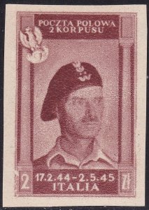 1946 POLISH BODY, n. 8B 2z. brown red THICK PAPER (*) WITHOUT RUBBER