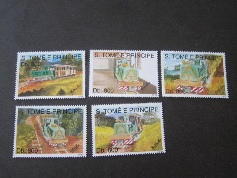 St. Thomas & Prince 1993 Sc 1133-7 Train set MNH