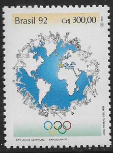 BRAZIL,2359, MNH, OLYMPIC EMBLEM AND GLOBE