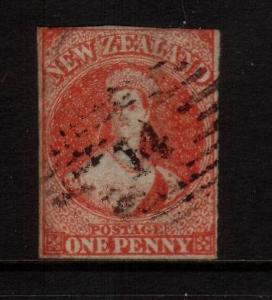 NEW ZEALAND FFQ 1d VERMILLION SG97 IMPERF NZ WMK 3 MGNS CHALON