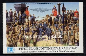 Isle of Man Sc 518a 1992 Union Pacific RR bklt pane mint NH