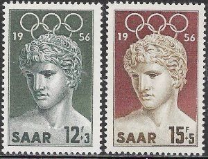 Germany Saar 1956 MNH Stamps Scott B109-110 Sport Olympic Games Art Sculpture