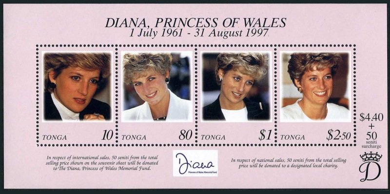 Tonga 980,MNH. Diana,Princess of Wales,1961-1997.1998.