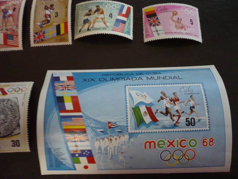 Stamps - Cuba - Scott# 1366-1373 -Mint Hinged Set of 7 Stamps & 1 Souvenir Sheet