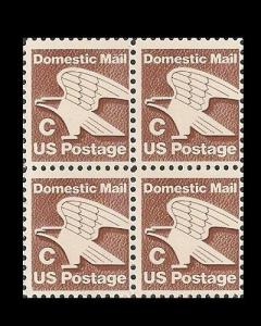 US 1946 C series brown Eagle 20c block 4 MNH 1981