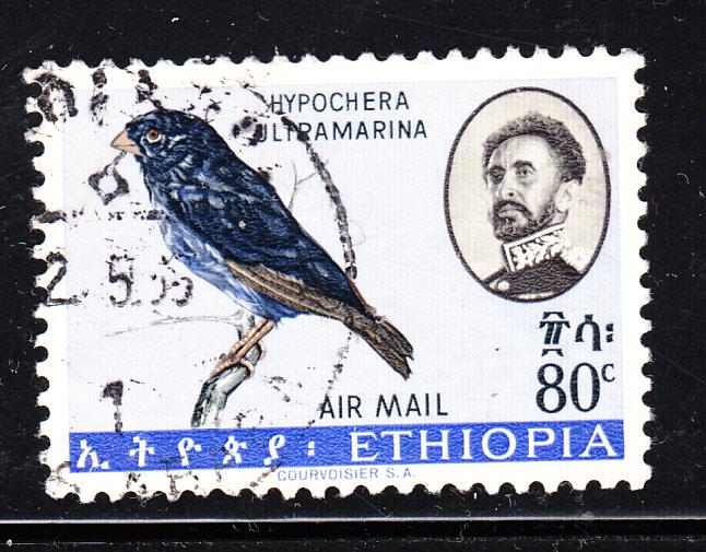 Ethiopia 1963 used Scott #C81 80c Purple indigo bird