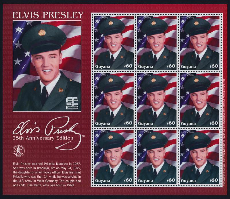 Guyana 3726-7 Sheets MNH Elvis Presley, Flag, Music