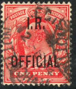 GREAT BRITAIN 1902-04 KEDVII 1d IR OFFICIAL Sc O20 NOTTINGHAM REG Pmk Used