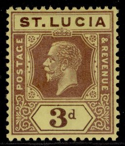 ST. LUCIA GV SG100, 3d purple/pale yellow, M MINT.