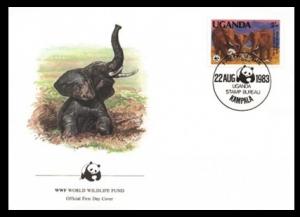 Uganda WWF African Elephant FDC 5Sh