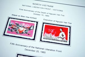 COLOR PRINTED NORTH VIETNAM [N.L.F.] 1963-1976 STAMP ALBUM PAGES (10 ill. pages)