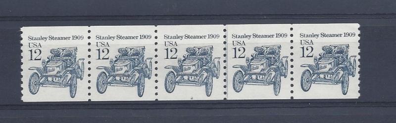 United States, 2132, 12c Stanley Steamer Plt.Strip of 5 Plt# 2, **MNH**