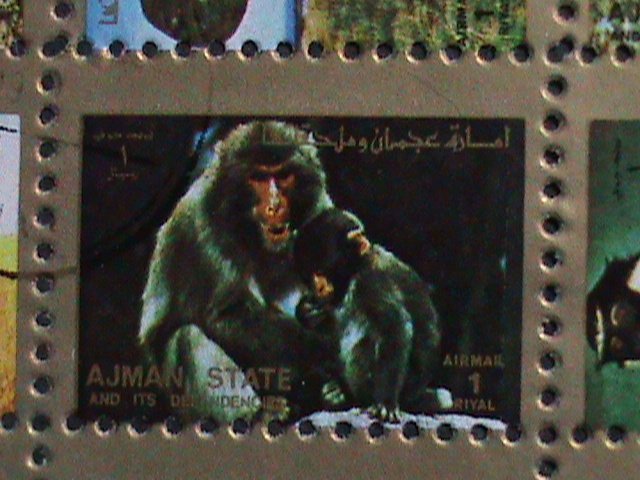 AJMAN STATE-COLORFUL LOVELY WORLD WILD ANIMALS CTO MINI SHEET VERY FINE