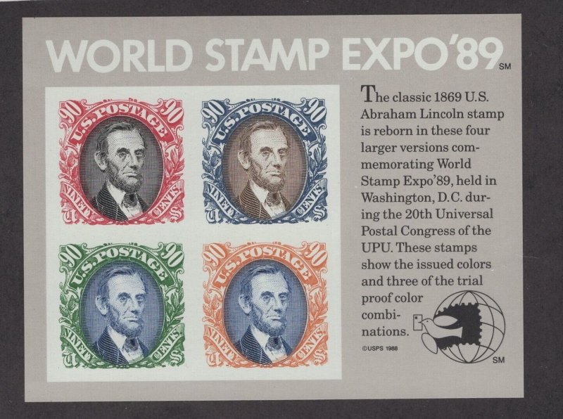 Scott 2433 - World Stamp Expo 89 Souvenir Sheet Of 4.  MNH.  #02 2433ss4