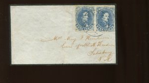 Confederate States 4a Jackson Used Pair of Stamps on Nice Cover Front (Bz 760)