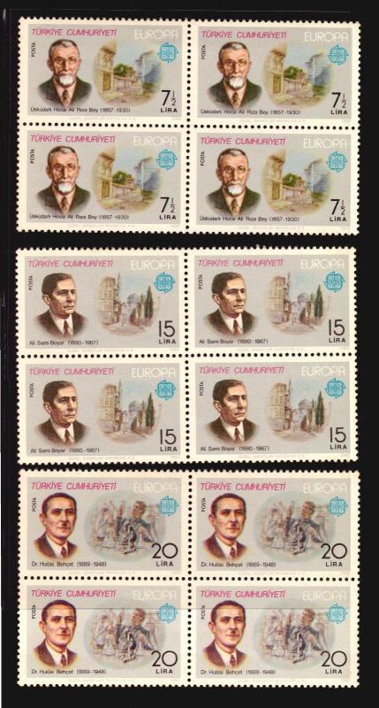 MEDICAL HEALTH  MICROSCOPE EUROPA CEPT TURKEY #145-2147 MNH BLOCK OF 4 CV$25