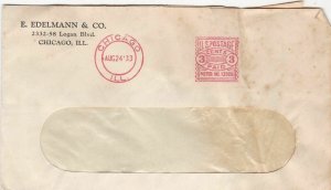 U.S. E. ELDERMANN & CO. Logan Boulevard, Chicago 1933 Meter Mail Cover Rf 47657