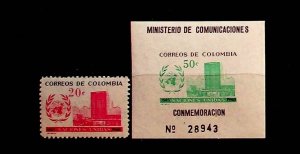 COLOMBIA Sc 724-5 NH 1V+S/S OF 1960 - UN - (AF24)