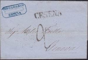 ITALY 1860 folded wrapper CESENA to Genoa...................................4770