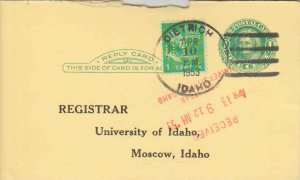 United States Idaho Dietrich 1953 4f-bar  1909 1972  Postal Reply Card  Print...