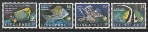 1995 Singapore -Sc 733-36 - 4 singles - MNH VF - Fish