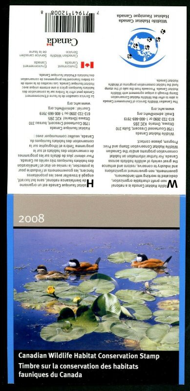 CANADA 2008 DUCK STAMP ARTIST SIGNED IN FOLDER AS ISSUED RUDDY DUCK by PEPIN