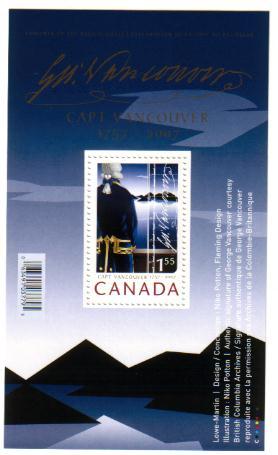 Canada - #2219a  Captain George Vancouver Souvenir Sheet - MNH