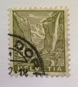 Switzerland 1934 Scott 219 used - 3c, Landscape, Lauterbrunnental & Waterfall