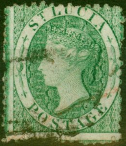 St Lucia 1863 (6d) Emerald-Green SG8 Fine Used (2)