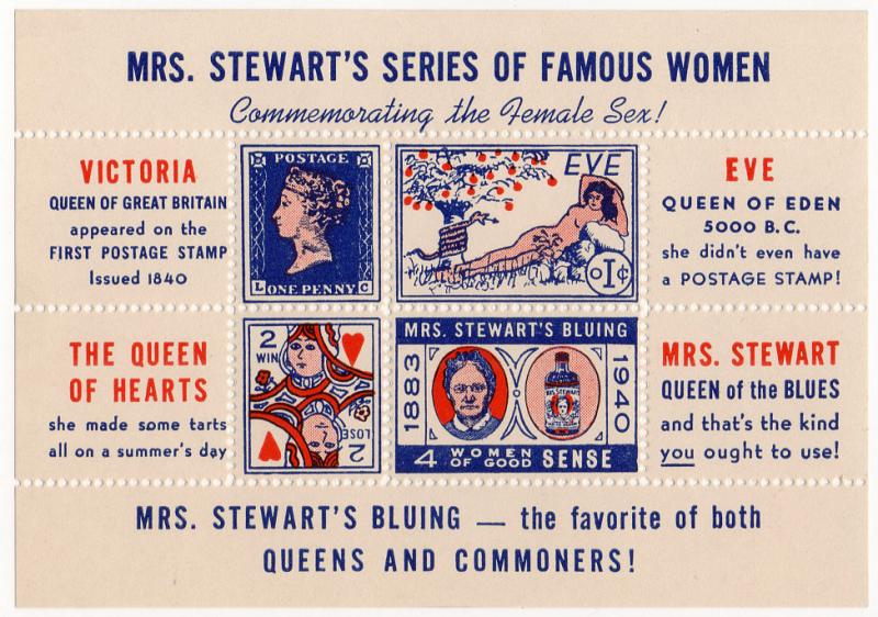 (I.B) US Cinderella : Mrs Stewart's Bluing Mini-Sheet (Issue 2)