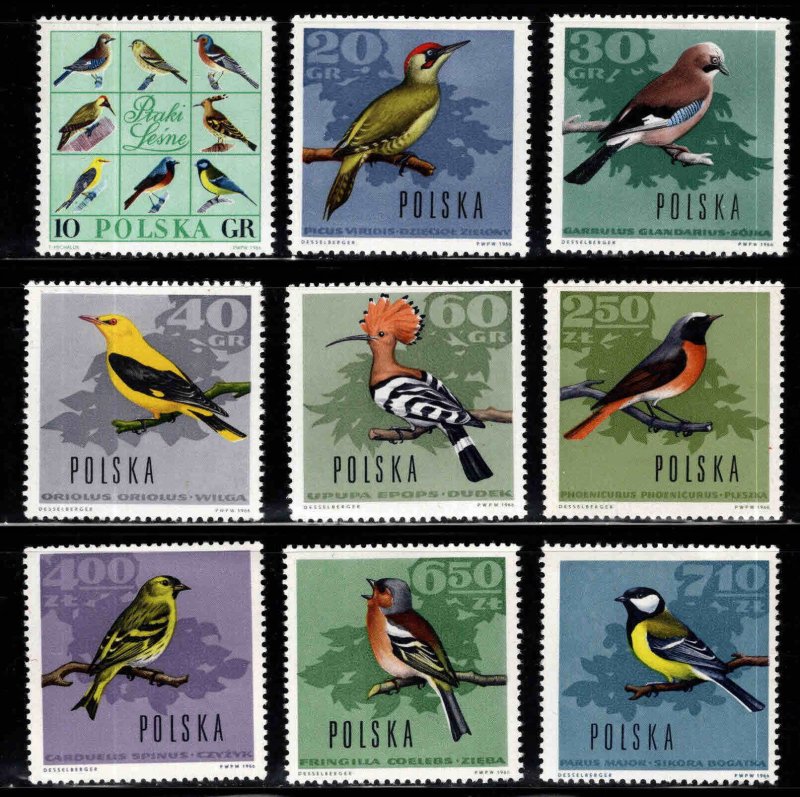Poland Scott 1452-1460 MNH** Bird set