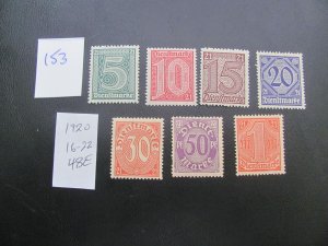 Germany 1920 MNH MI. 16-22 OFFICIAL  SET VF/XF 48 EUROS (153)