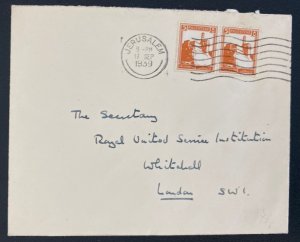 1939 Jerusalem Palestine cover To Royal United Service  London England