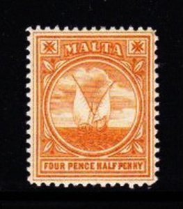 Album Treasures  Malta Scott # 43  4 1/2p  Fishing Boat  Mint Hinged