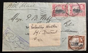 1941 Gilgal Kenya Military Censored Airmail Cover to Northern Luf C Palestine