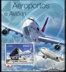 Guinea-Bissau 2012 AIRCRAFTS BOEING 747 s/s Perforated Mint (NH)