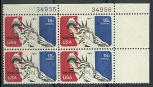 US Stamp #C87 MNH - 18c USA AirMail - Plate Block of 4