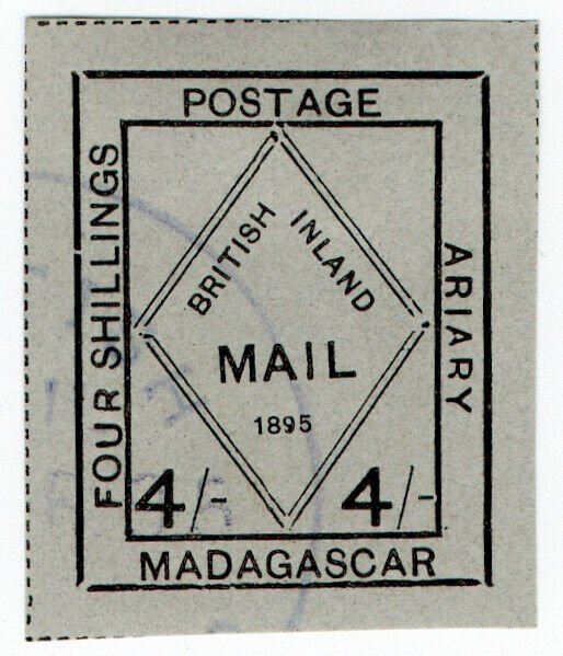 (I.B) Madagascar Postal : British Inland Mail 4/- (Ariary)