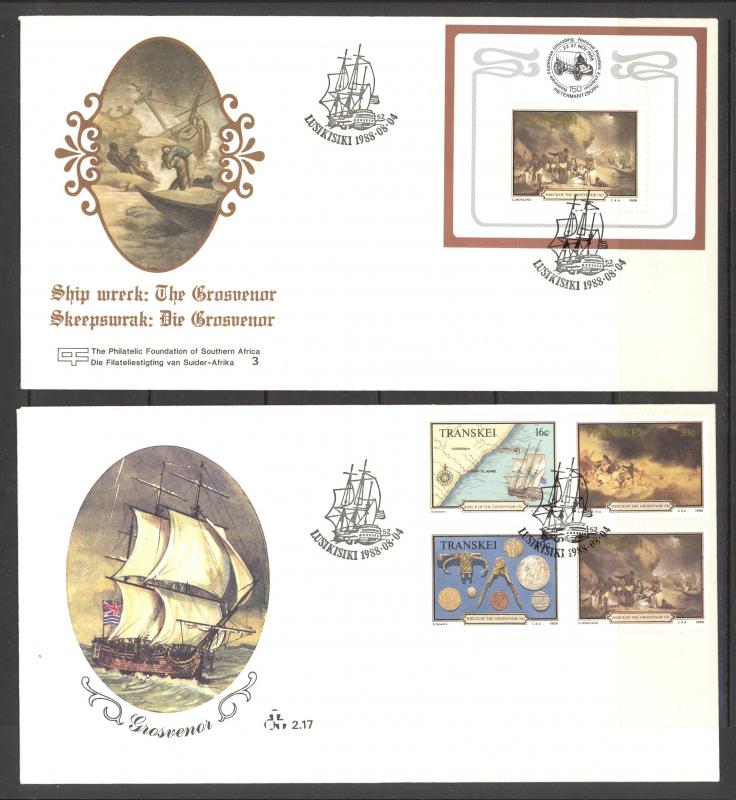 South Africa Transkei Sc# 207-210a FDC Set/2 1988 Wreck of the Grosvenor