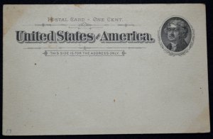 1894 US Sc. #UX12 mint postal card, poor to fair condition