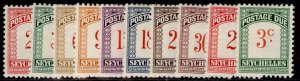 SEYCHELLES QEII SG D1-D10, 1954-64 postage due sets, M MINT. Cat £22. BOTH SETS