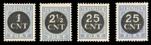 Netherlands #J72-75 Cat$19.95, 1923 Postage Dues, set of four, hinged