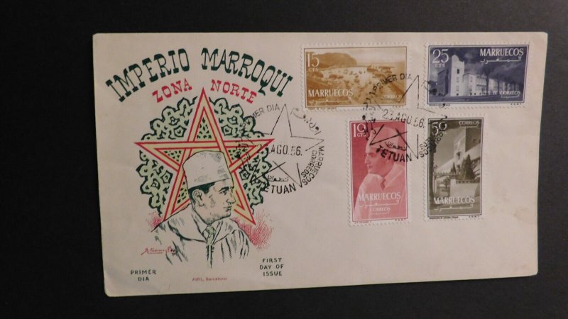 1956 Spain FDC First Day Cover Imperio Marroqui Zona Norte Morroco Empire 1