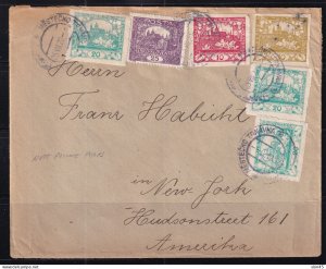 Czechoslovakia 1920 Cover to New York franked with Hradcany stamps 16042