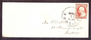 US 11 or 11a 1851 Issue 3c Washington on Cover (-101)