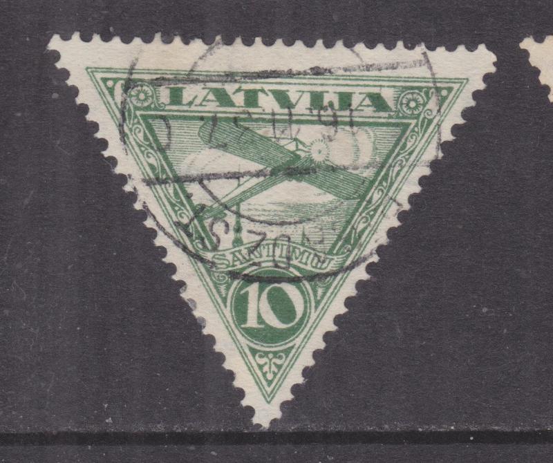 LATVIA, 1931, Air, Triangle, new watermark, perf. 11, 10s. Green, used.